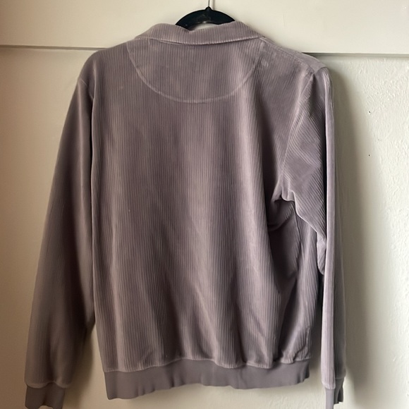 Vintage Liz Claiborne gray velour zip up ribbed sweater! - Picture 5 of 6